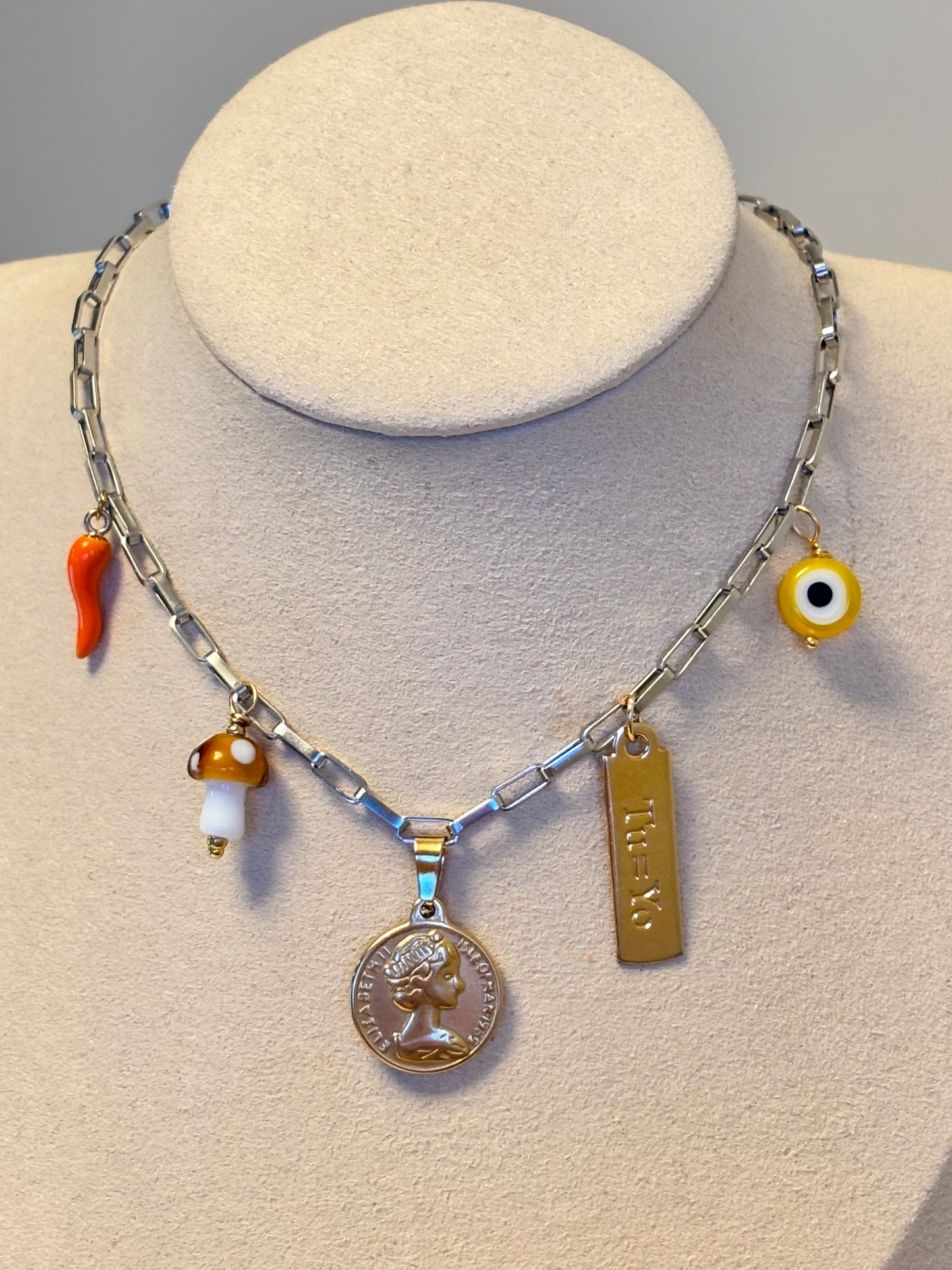 Silver & Gold Charms Necklace