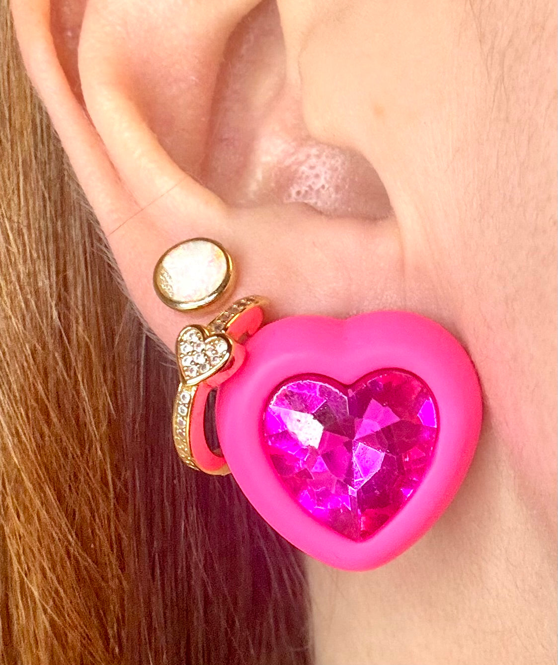 Small Heart Crystal Earrigns