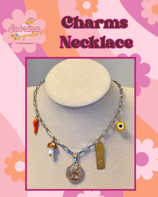 Silver & Gold Charms Necklace