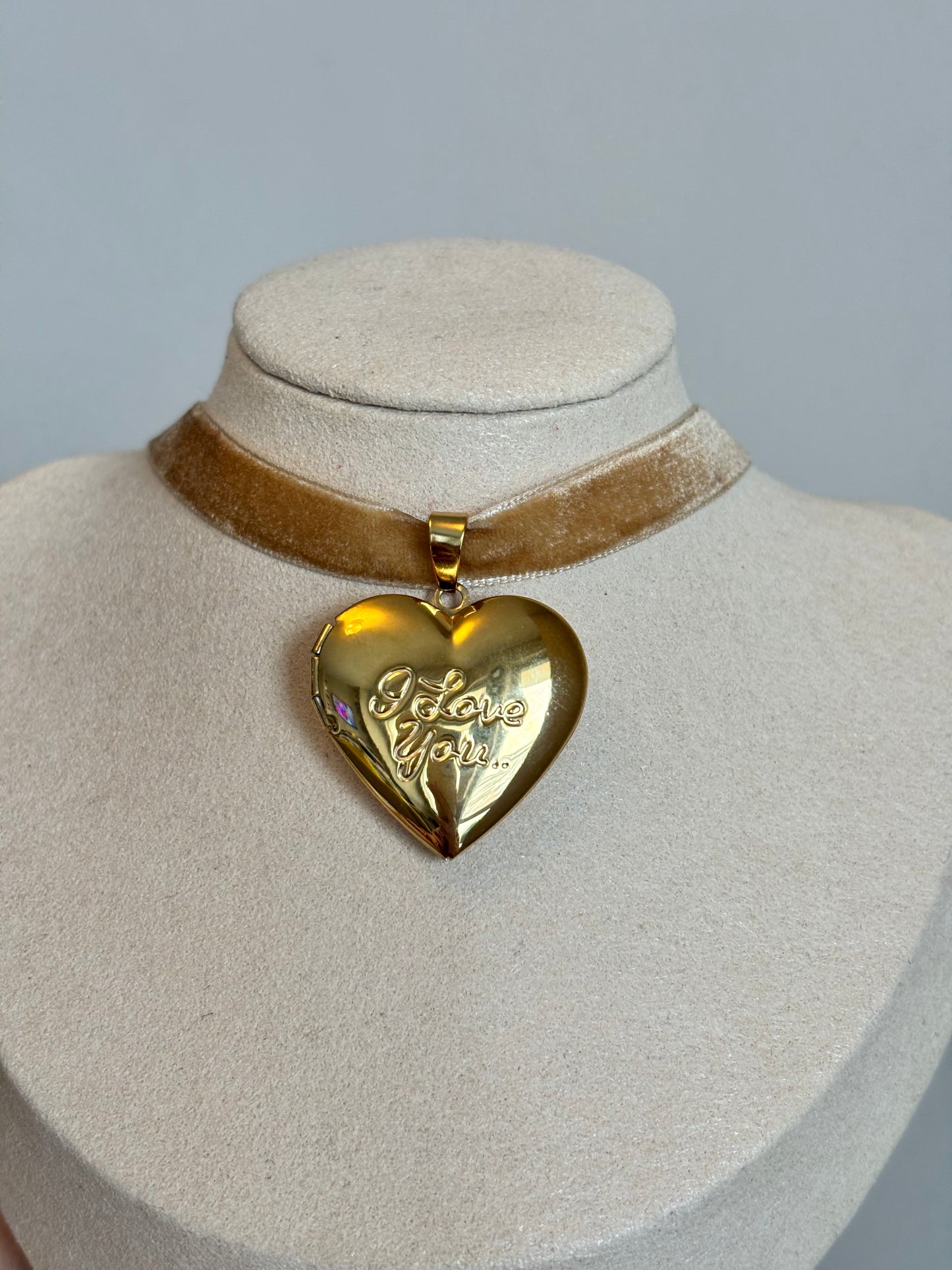 I Love You Gold Locket Necklace