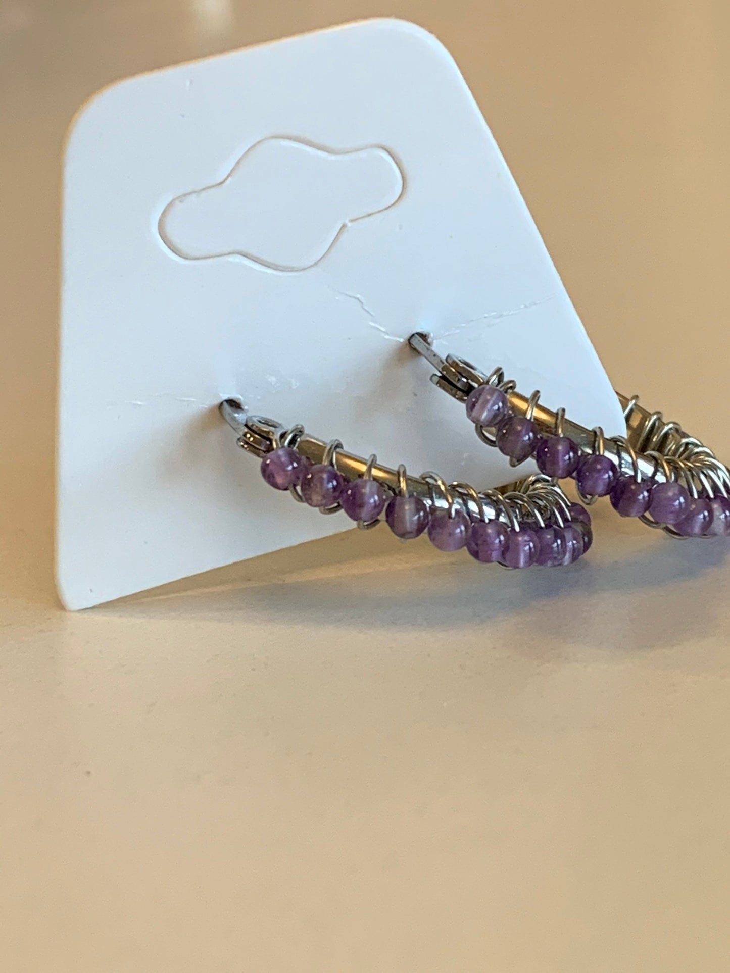 Amethyst Hoops Earrings