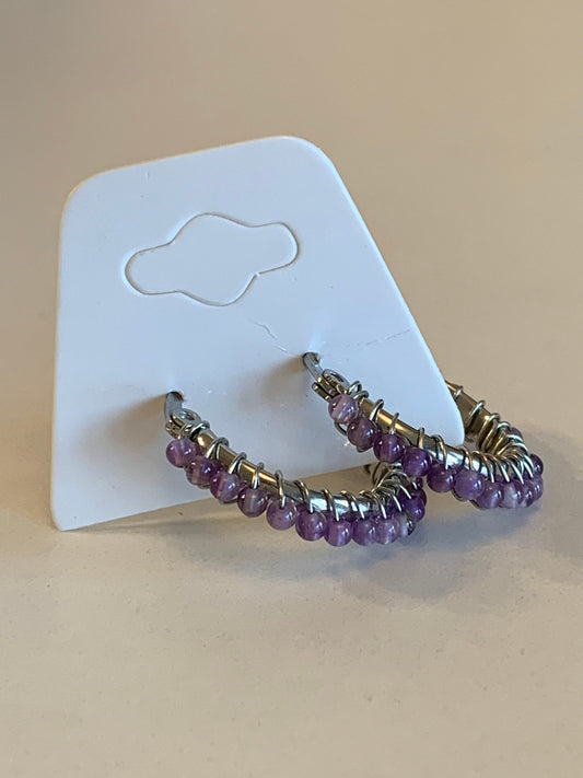 Amethyst Hoops Earrings