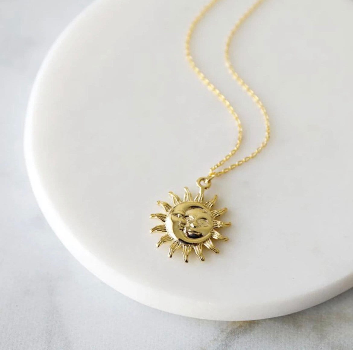 Gold Boho Sun and Moon Necklace