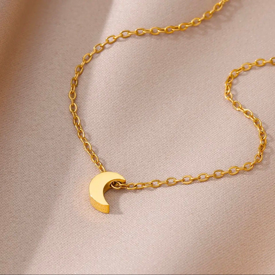 Minimalist Gold Moon Necklace