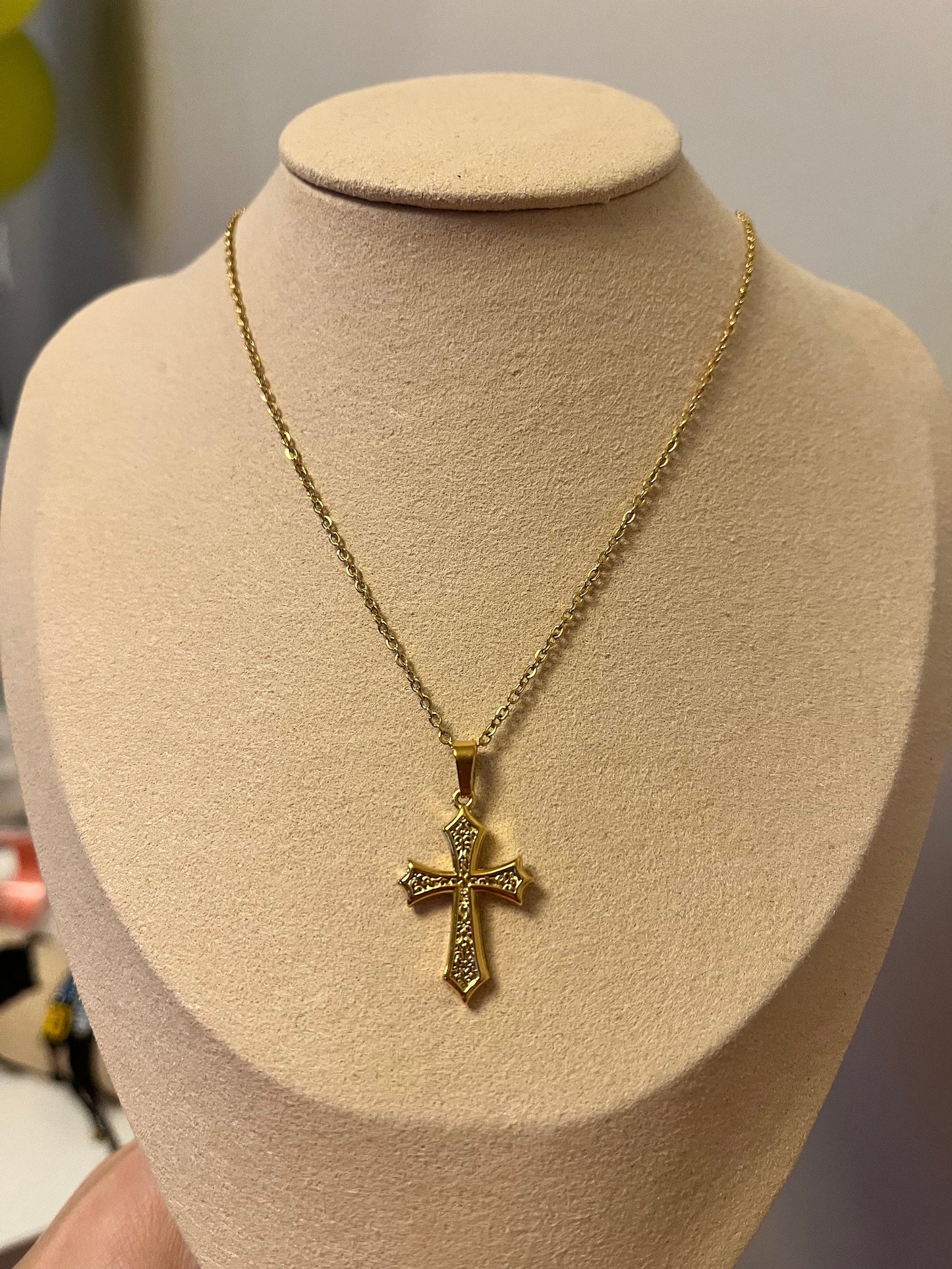 Gold Boho Cross Necklace